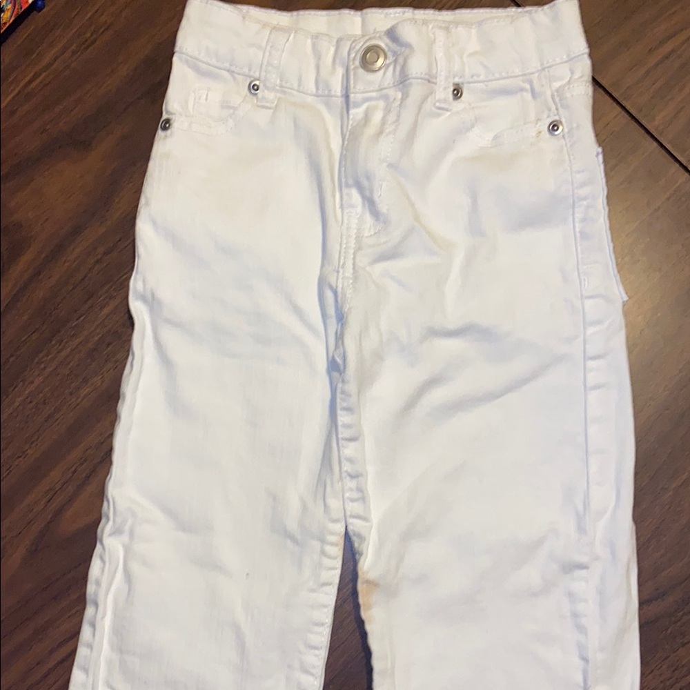 White Straight Leg Denim Jeans-EUC